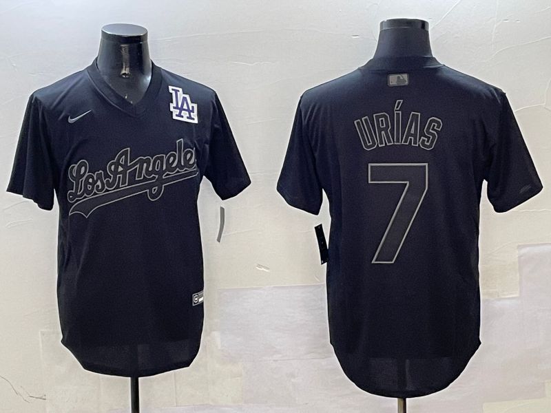 Men Los Angeles Dodgers 7 Urias Black Fashion Game 2025 Nike MLB Jersey style 3184